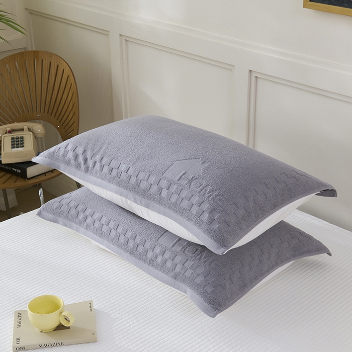 91家纺网 家纺一手货源 找家纺 悦然毛巾被 2025新款老式全棉纯棉毛圈单枕巾 枕巾单件 素逸灰 52x78cm枕巾一只