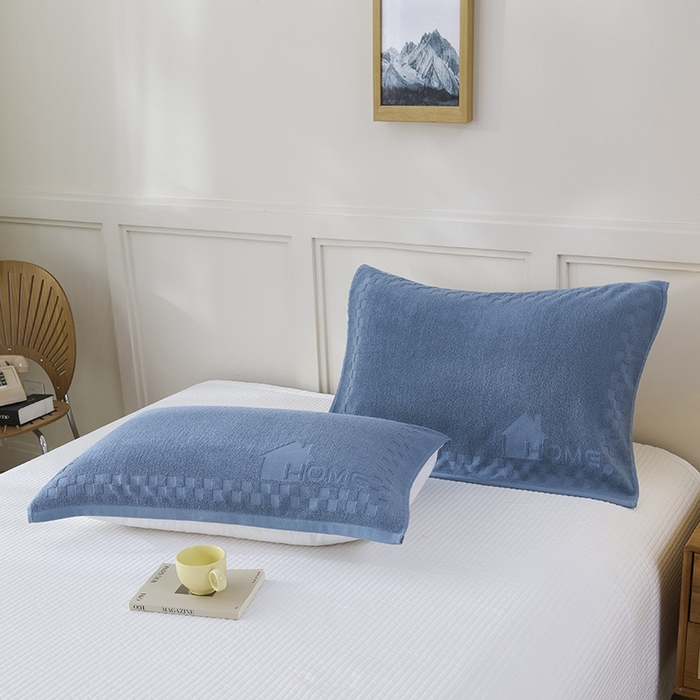 91家纺网 家纺一手货源 找家纺 悦然毛巾被 2025新款老式全棉纯棉毛圈单枕巾 枕巾单件 素逸蓝 52x78cm枕巾一对