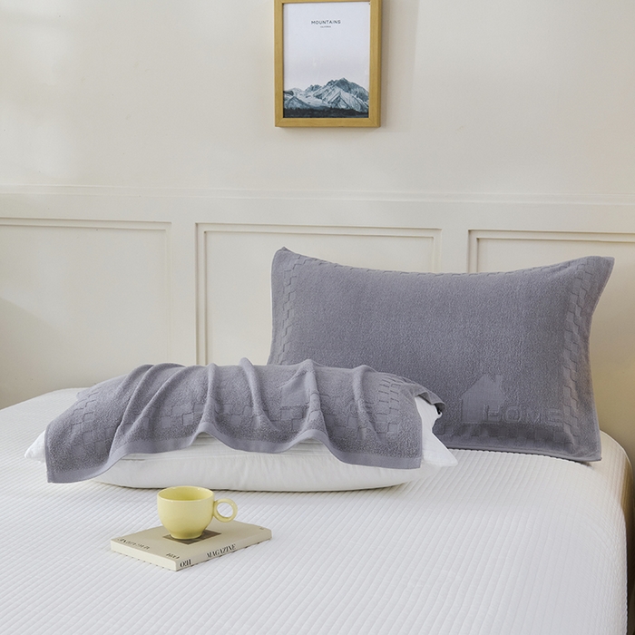 91家纺网 家纺一手货源 找家纺 悦然毛巾被 2025新款老式全棉纯棉毛圈单枕巾 枕巾单件 素逸灰 52x78cm枕巾一只