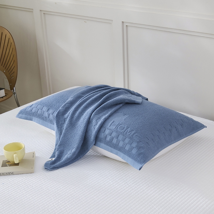 91家纺网 家纺一手货源 找家纺 悦然毛巾被 2025新款老式全棉纯棉毛圈单枕巾 枕巾单件 素逸蓝 52x78cm枕巾一对