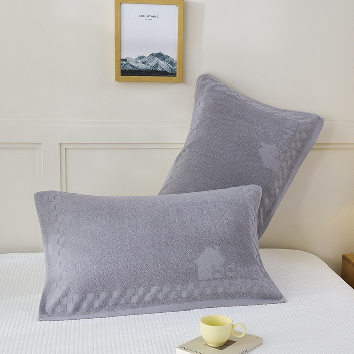 91家纺网 家纺一手货源 找家纺 悦然毛巾被 2025新款老式全棉纯棉毛圈单枕巾 枕巾单件 素逸灰 52x78cm枕巾一只