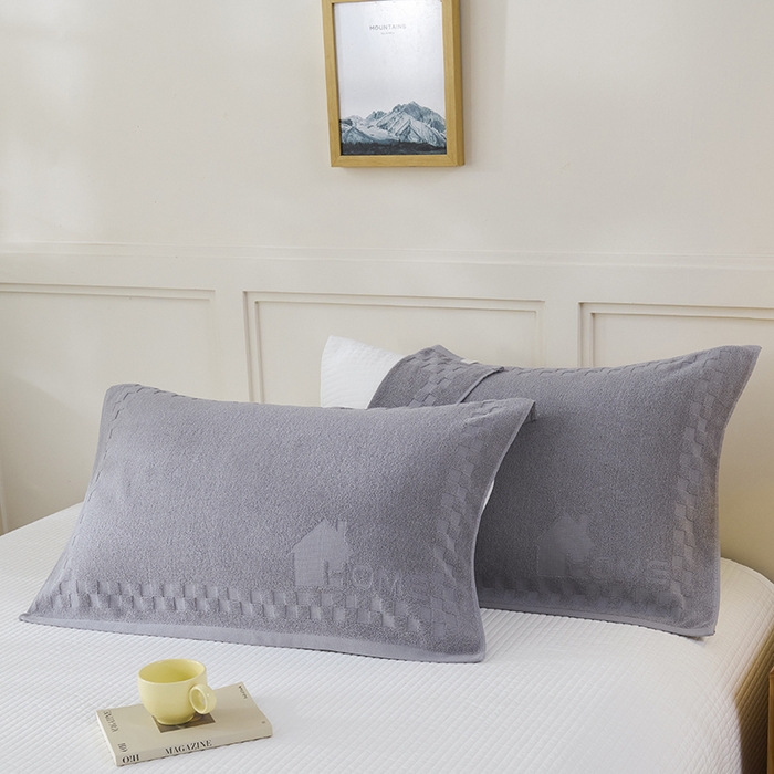 91家纺网 家纺一手货源 找家纺 悦然毛巾被 2025新款老式全棉纯棉毛圈单枕巾 枕巾单件 素逸灰 52x78cm枕巾一只