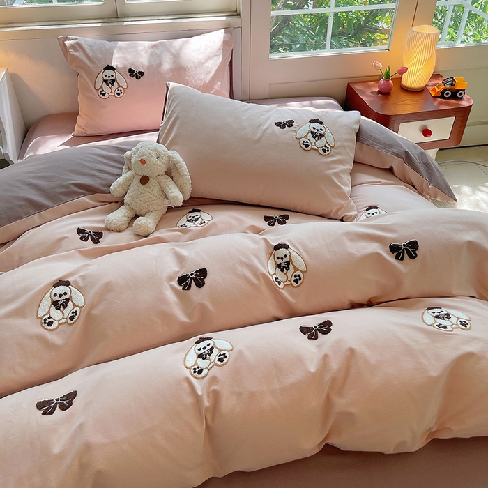 炫拼家纺 2026新款全棉纯棉磨毛卡通满版绣加厚纯棉四件套-米兜 米兜-小兔可可