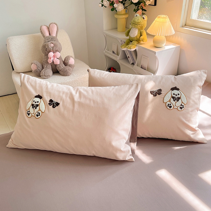 91家纺网 家纺一手货源 找家纺 炫拼家纺 2026新款全棉纯棉磨毛卡通满版绣加厚纯棉四件套-米兜 米兜-小兔可可