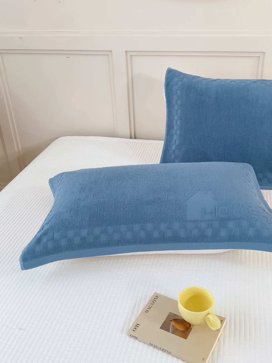 91家纺网 家纺一手货源 找家纺 悦然毛巾被 2025新款老式全棉纯棉毛圈单枕巾 枕巾单件 素逸蓝 52x78cm枕巾一对