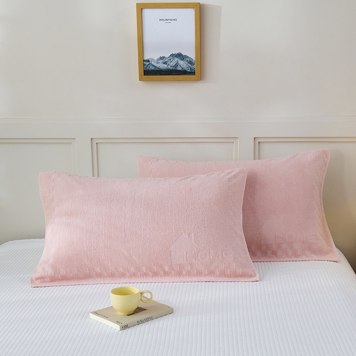 91家纺网 家纺一手货源 找家纺 悦然毛巾被 2025新款老式全棉纯棉毛圈单枕巾 枕巾单件 素逸粉 52x78cm枕巾一对