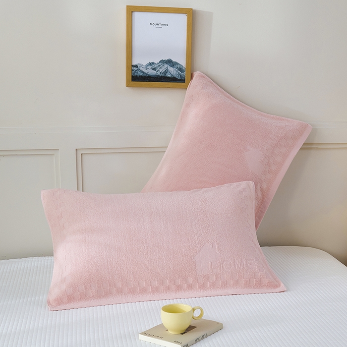 91家纺网 家纺一手货源 找家纺 悦然毛巾被 2025新款老式全棉纯棉毛圈单枕巾 枕巾单件 素逸粉 52x78cm枕巾一对