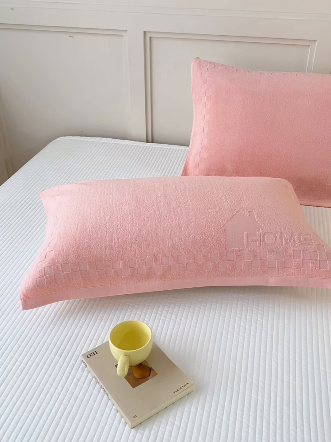 91家纺网 家纺一手货源 找家纺 悦然毛巾被 2025新款老式全棉纯棉毛圈单枕巾 枕巾单件 素逸粉 52x78cm枕巾一对