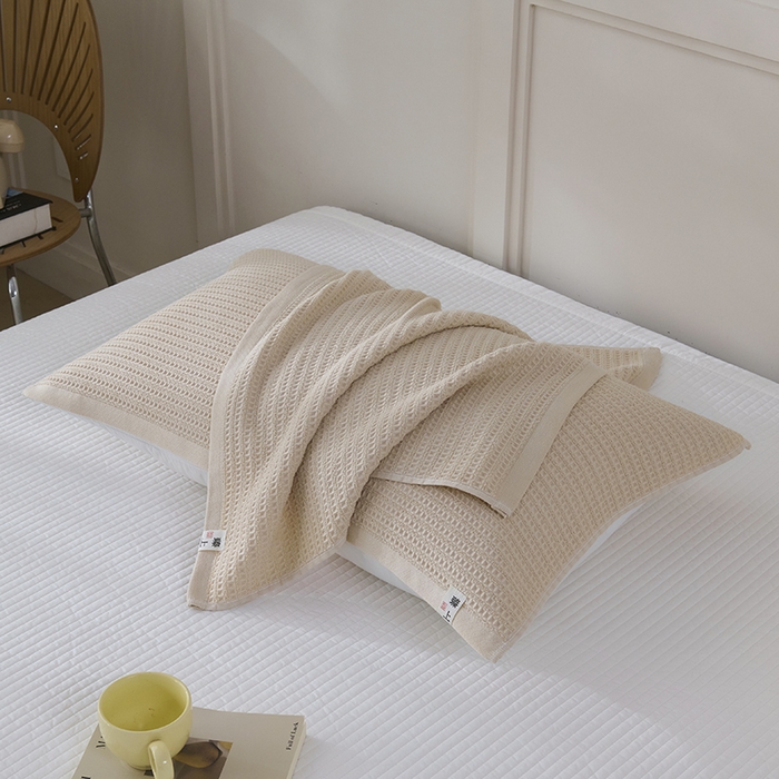 91家纺网 家纺一手货源 找家纺 悦然毛巾被 2025新款全棉纯棉蜂窝棉语单枕巾 枕巾单件 蜂窝棉语玉白 52x78cm枕巾一对