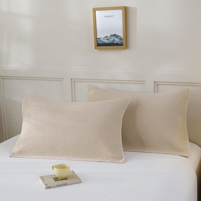 91家纺网 家纺一手货源 找家纺 悦然毛巾被 2025新款全棉纯棉蜂窝棉语单枕巾 枕巾单件 蜂窝棉语玉白 52x78cm枕巾一对