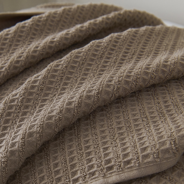 91家纺网 家纺一手货源 找家纺 悦然毛巾被 2025新款全棉纯棉蜂窝棉语单枕巾 枕巾单件 蜂窝棉语深咖 52x78cm枕巾一对