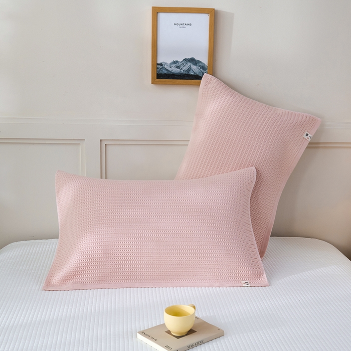 91家纺网 家纺一手货源 找家纺 悦然毛巾被 2025新款全棉纯棉蜂窝棉语单枕巾 枕巾单件 蜂窝棉语香粉 52x78cm枕巾一对