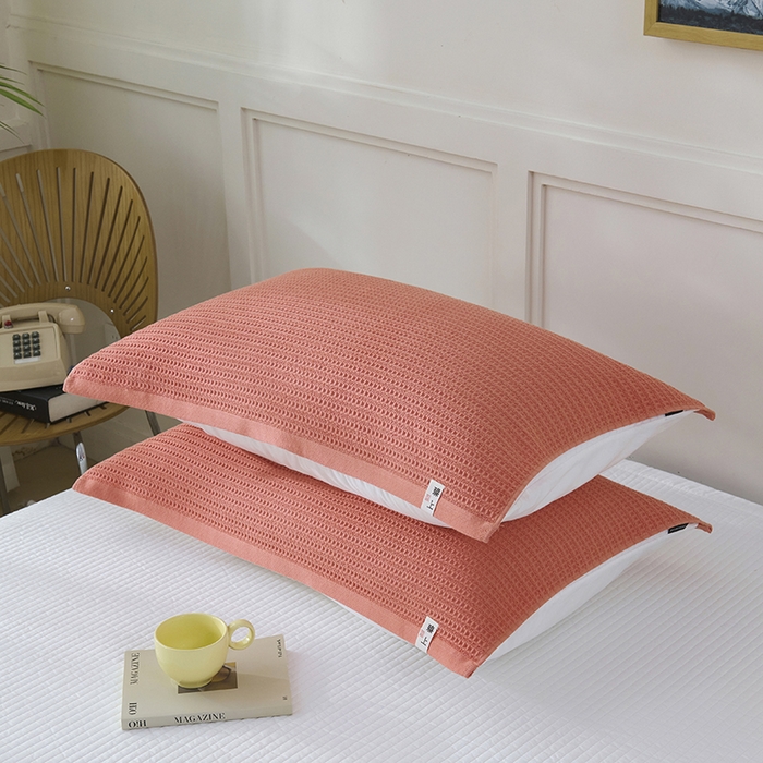 91家纺网 家纺一手货源 找家纺 悦然毛巾被 2025新款全棉纯棉蜂窝棉语单枕巾 枕巾单件 蜂窝棉语甜橙 52x78cm枕巾一对