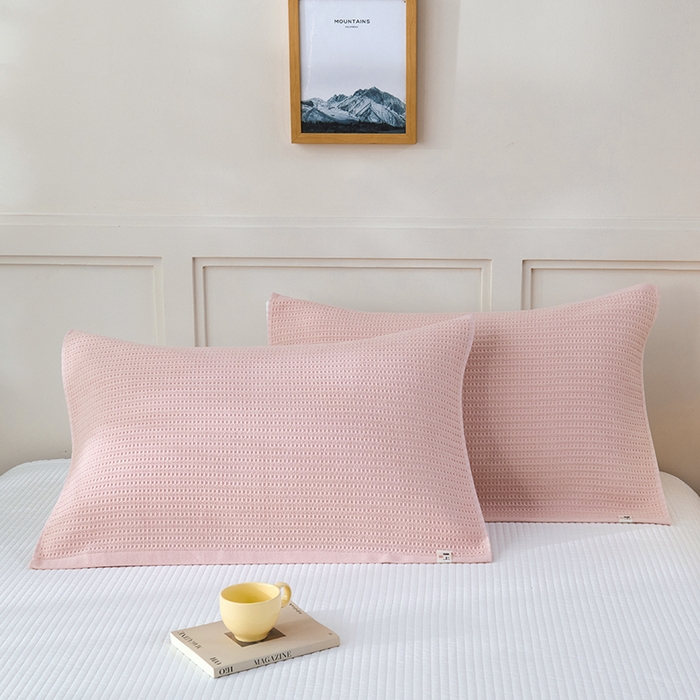 91家纺网 家纺一手货源 找家纺 悦然毛巾被 2025新款全棉纯棉蜂窝棉语单枕巾 枕巾单件 蜂窝棉语香粉 52x78cm枕巾一对