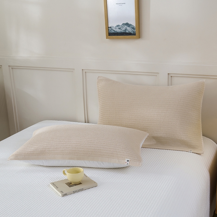 91家纺网 家纺一手货源 找家纺 悦然毛巾被 2025新款全棉纯棉蜂窝棉语单枕巾 枕巾单件 蜂窝棉语玉白 52x78cm枕巾一对