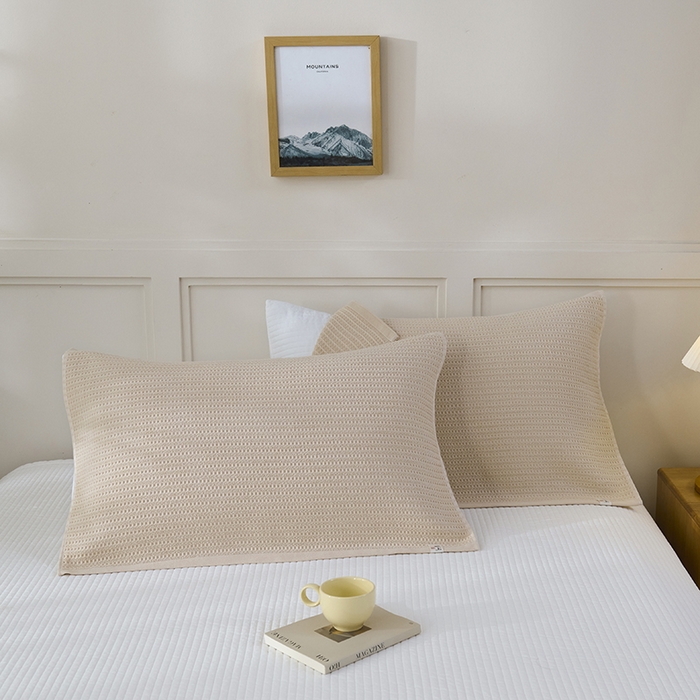 91家纺网 家纺一手货源 找家纺 悦然毛巾被 2025新款全棉纯棉蜂窝棉语单枕巾 枕巾单件 蜂窝棉语玉白 52x78cm枕巾一对