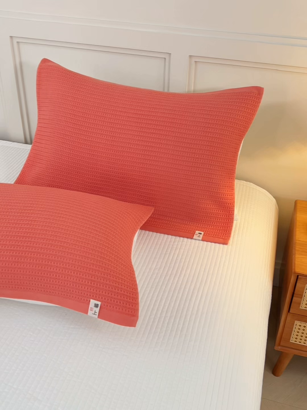 91家纺网 家纺一手货源 找家纺 悦然毛巾被 2025新款全棉纯棉蜂窝棉语单枕巾 枕巾单件 蜂窝棉语甜橙 52x78cm枕巾一只