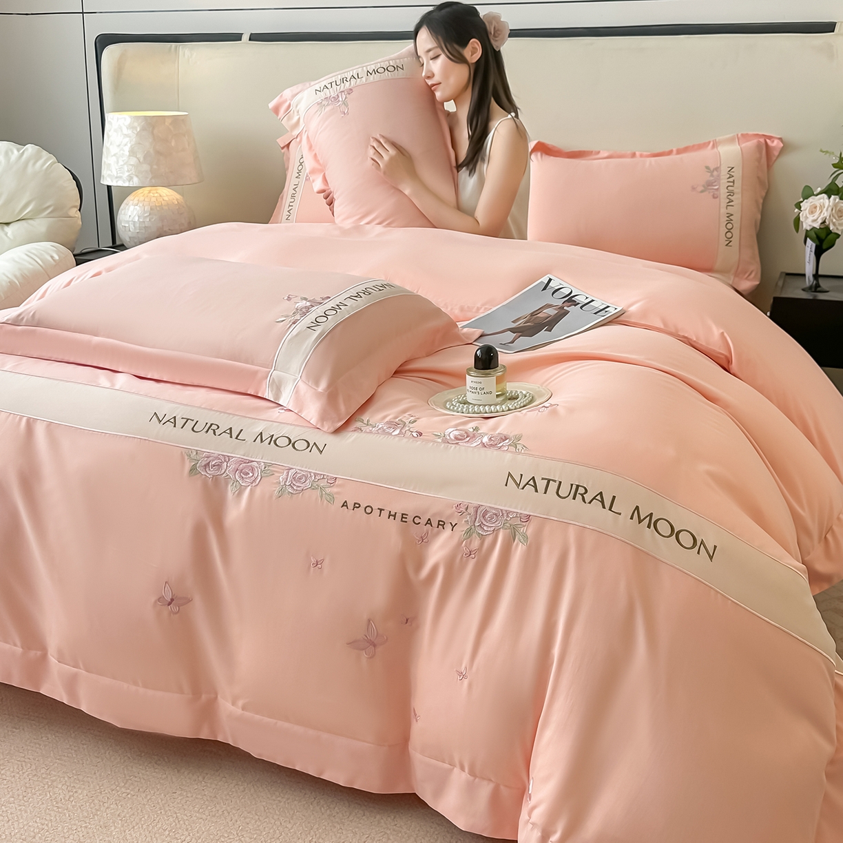 91家纺网 家纺一手货源 找家纺 （总）遇见家居生活馆 2025新款亲肤棉刺绣四件套-花田里