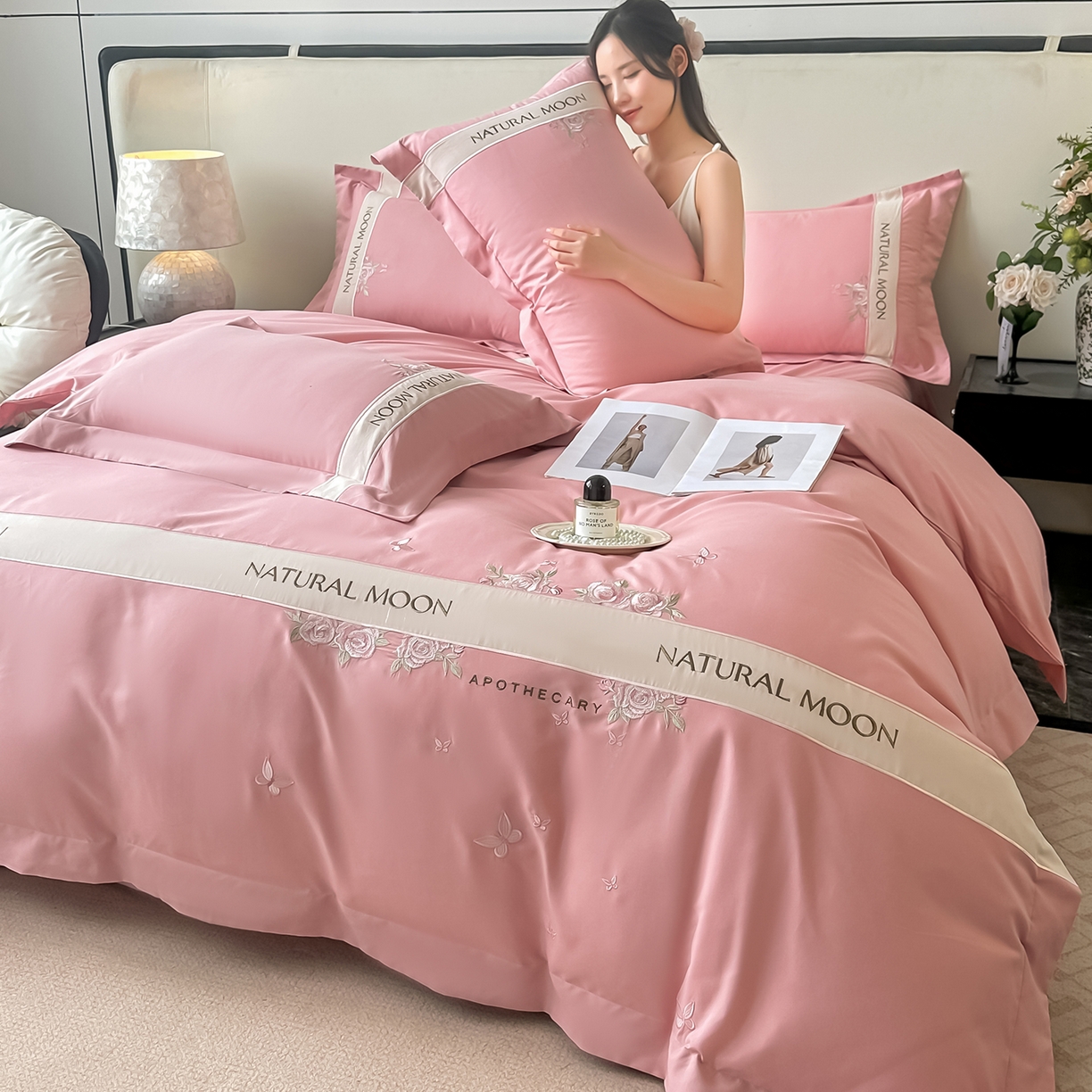 91家纺网 家纺一手货源 找家纺 （总）遇见家居生活馆 2025新款亲肤棉刺绣四件套-花田里