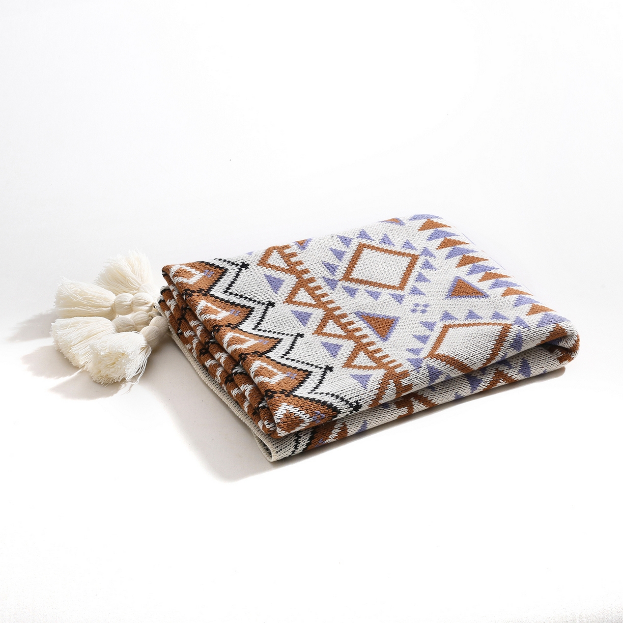 91家纺网 家纺一手货源 找家纺 （总）悦织湾家纺 2025新款扫把头几何针织毛毯亲肤盖毯针织毯休闲沙发毯跨境专供外贸出口