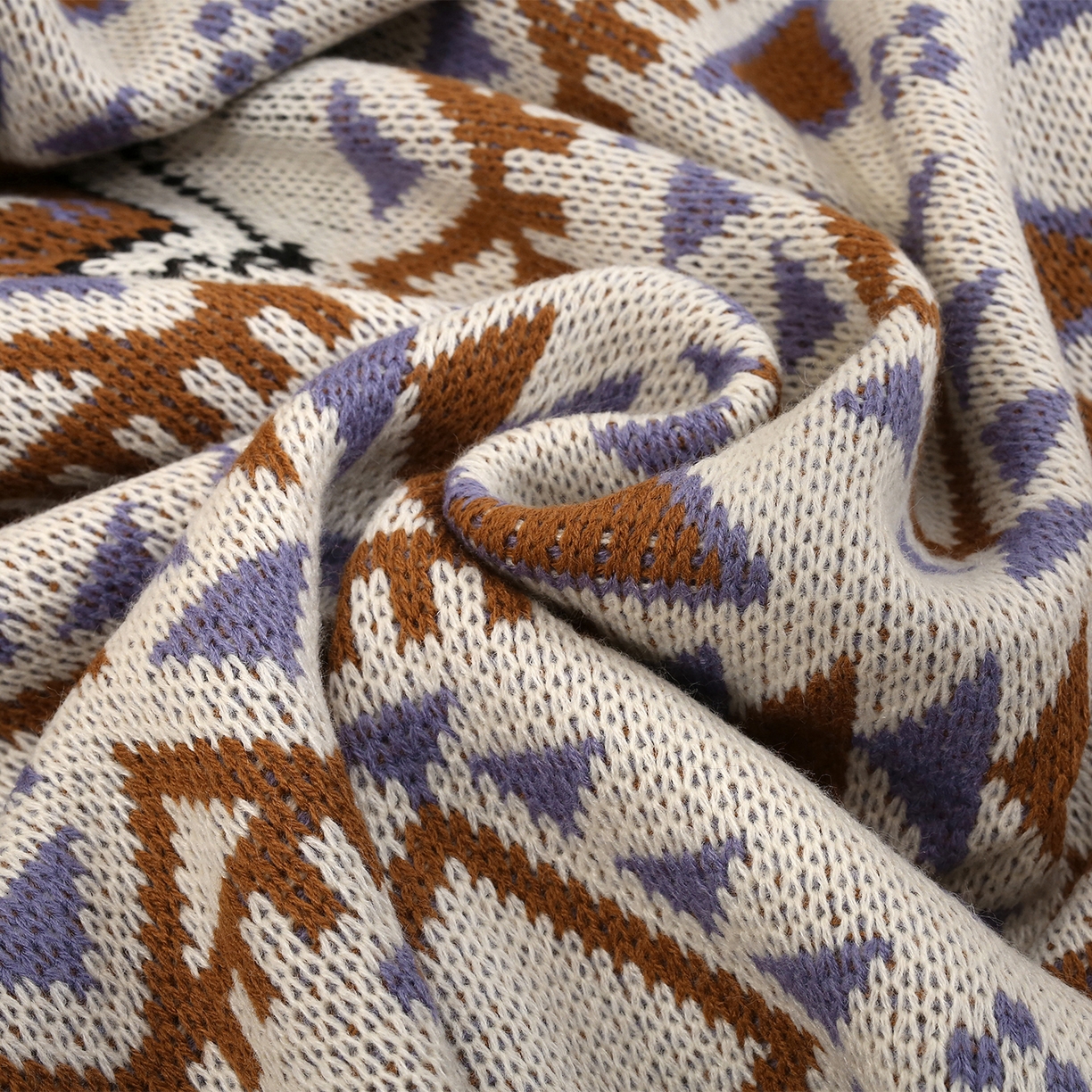 91家纺网 家纺一手货源 找家纺 （总）悦织湾家纺 2025新款扫把头几何针织毛毯亲肤盖毯针织毯休闲沙发毯跨境专供外贸出口