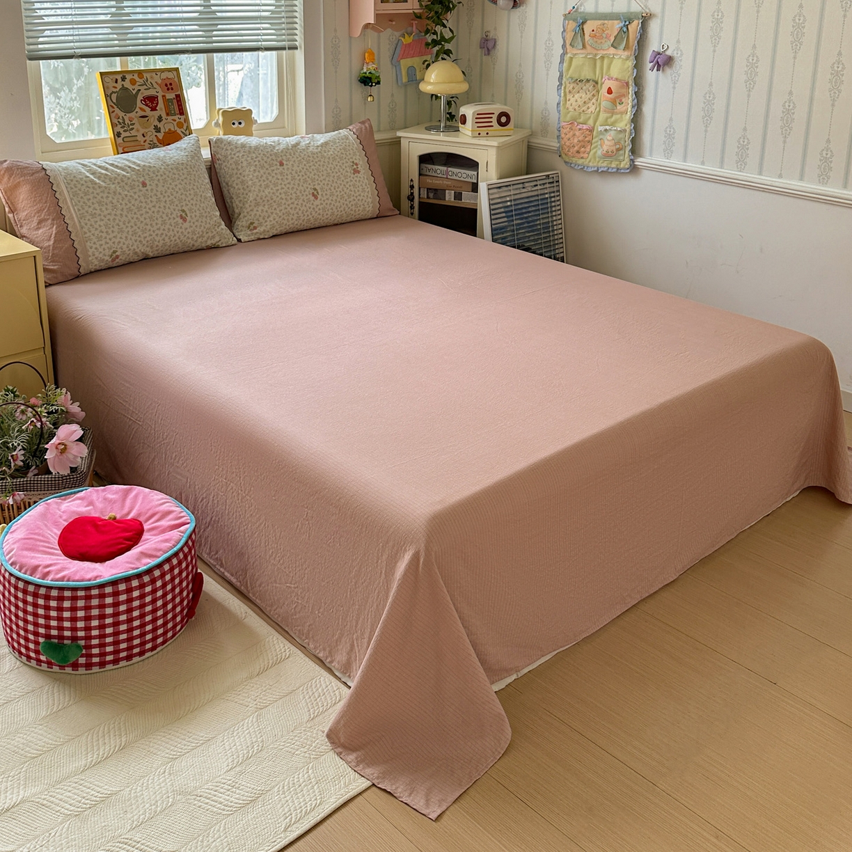 91家纺网 家纺一手货源 找家纺 （总）水墨江南 2025新款云感皱皱纱全棉花边四件套场景一