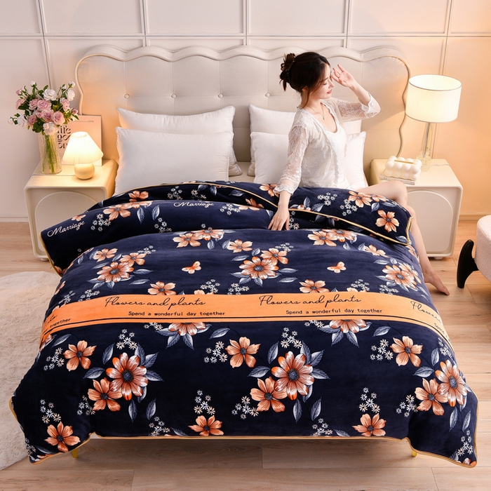 绒宴2025新230克特厚款印花牛奶绒单被套法莱绒金貂被套单件 花海