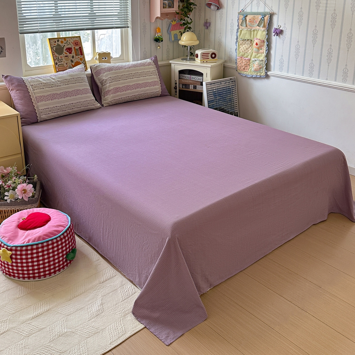 91家纺网 家纺一手货源 找家纺 水墨江南 2025新款云感皱皱纱全棉花边四件套场景一 花边款-花序