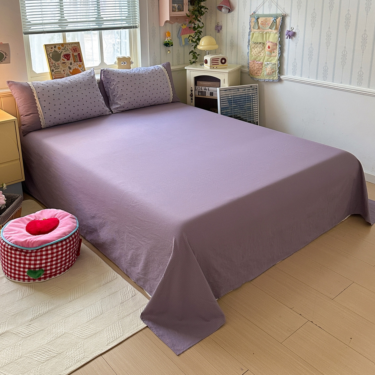 91家纺网 家纺一手货源 找家纺 水墨江南 2025新款云感皱皱纱全棉花边四件套场景一 花边款-欢乐颂