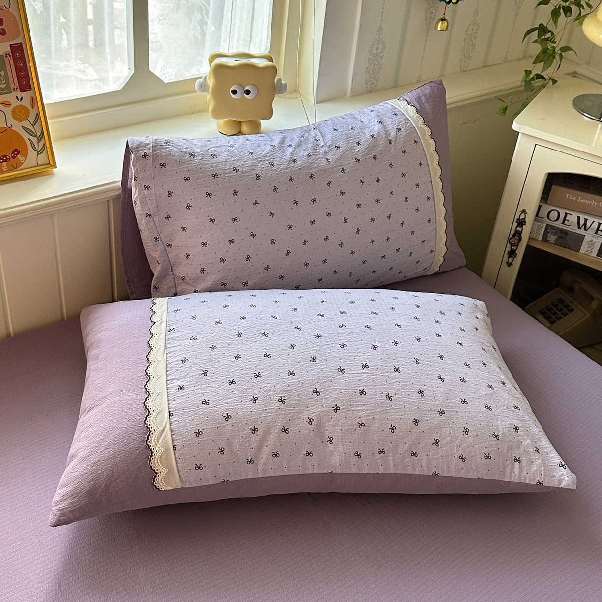 91家纺网 家纺一手货源 找家纺 水墨江南 2025新款云感皱皱纱全棉花边四件套场景一 花边款-欢乐颂