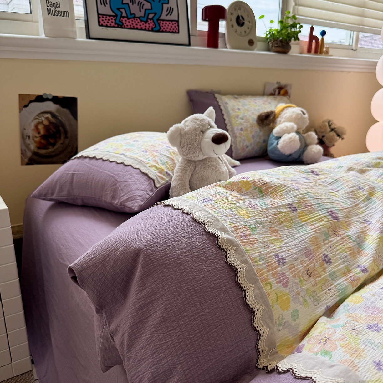 91家纺网 家纺一手货源 找家纺 （总）水墨江南 2025新款云感皱皱纱全棉花边四件套-场景二