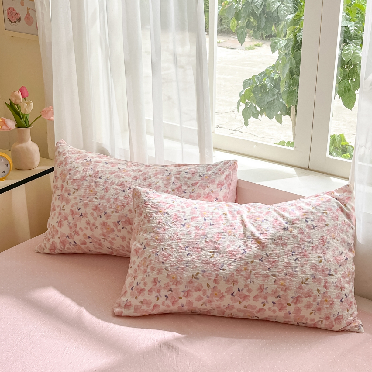 91家纺网 家纺一手货源 找家纺 （总）格真 2025秋冬新款110克高克重提花加厚皱皱纱双层纱四件套双面印花