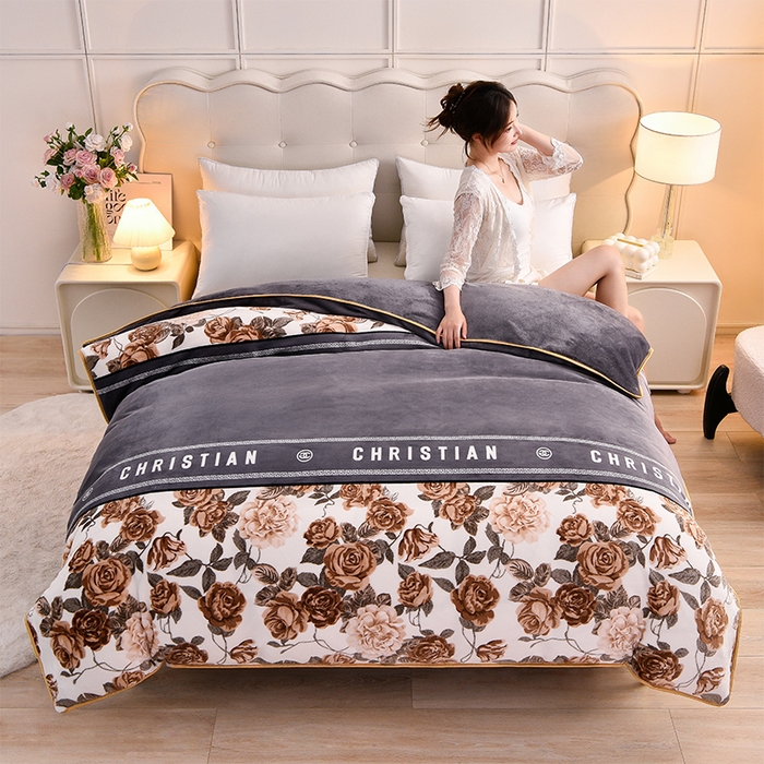 绒宴2025新230克特厚款印花牛奶绒单被套法莱绒金貂被套单件 暮色恋人