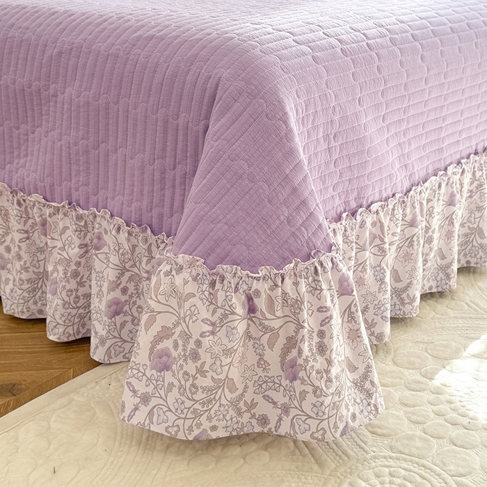 91家纺网 家纺一手货源 找家纺 （总）韩约家纺 2025新款全棉纯棉镂空双色刺绣花边法式床盖款棉麻四件套