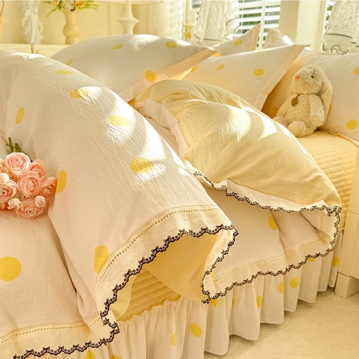 91家纺网 家纺一手货源 找家纺 （总）韩约家纺 2025新款全棉纯棉镂空双色刺绣花边法式床盖款棉麻四件套