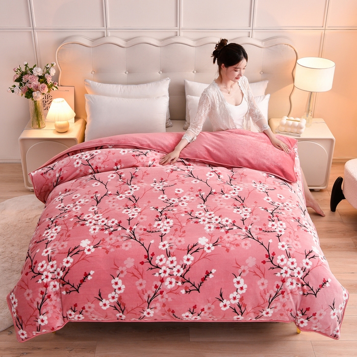 绒宴2025新230克特厚款印花牛奶绒单被套法莱绒金貂被套单件 蔷薇密语