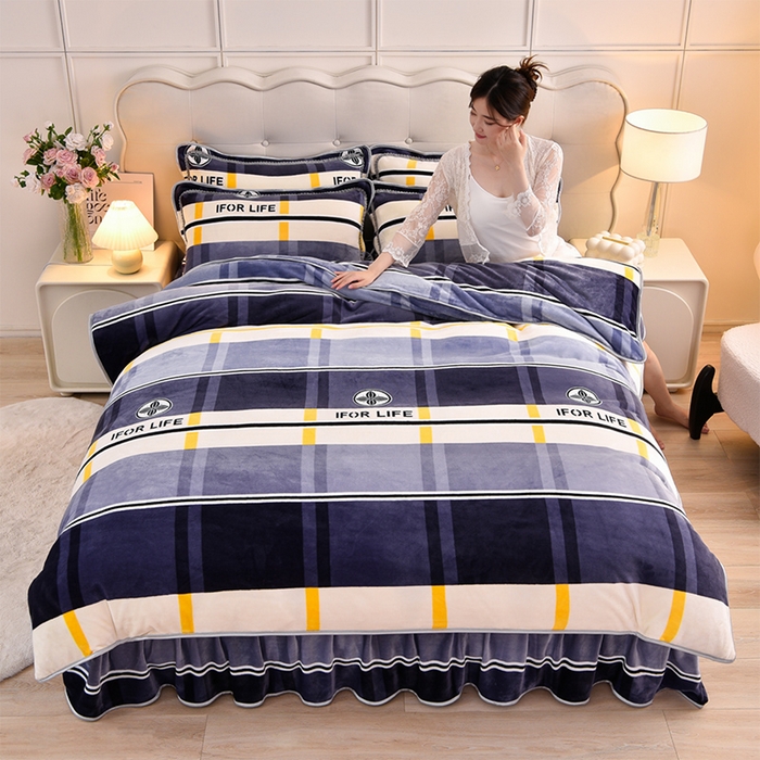 91家纺网 家纺一手货源 找家纺 绒宴2025新230克特厚款印花牛奶绒单被套法莱绒金貂被套单件 时光旅行