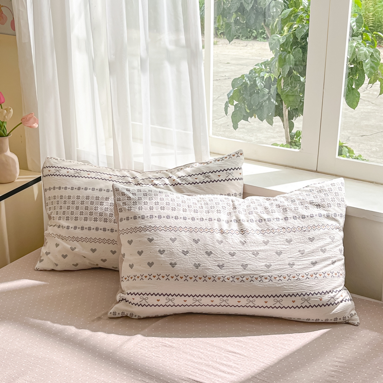 91家纺网 家纺一手货源 找家纺 格真 2025秋冬新款110克高克重提花加厚皱皱纱双层纱四件套双面印花 波西米亚