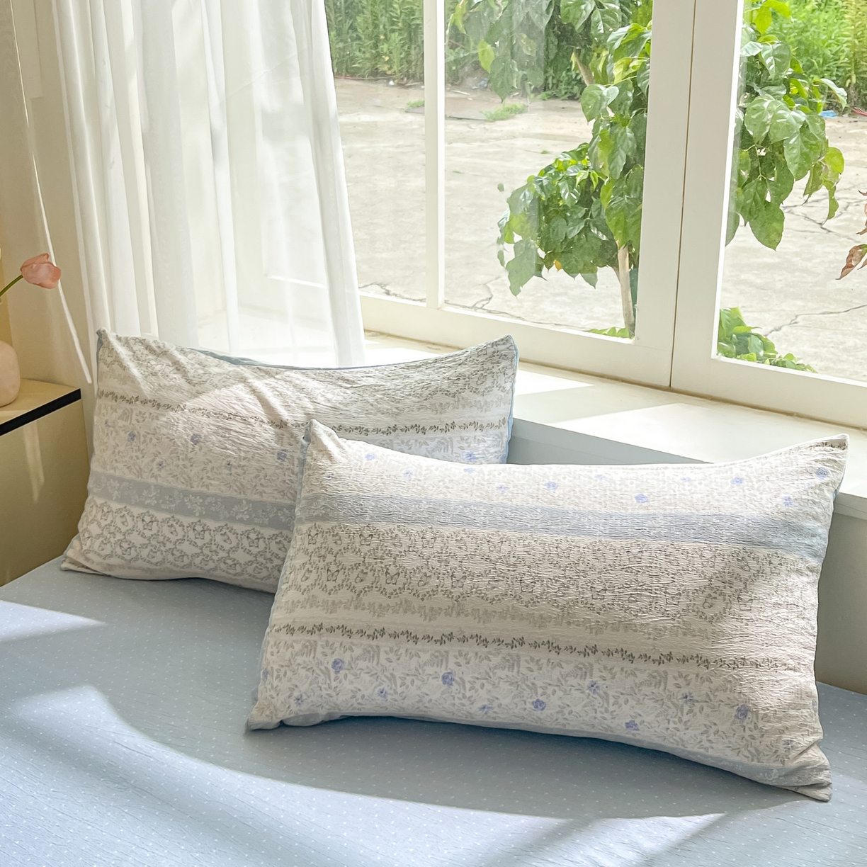 91家纺网 家纺一手货源 找家纺 格真 2025秋冬新款110克高克重提花加厚皱皱纱双层纱四件套双面印花 蝴蝶印记