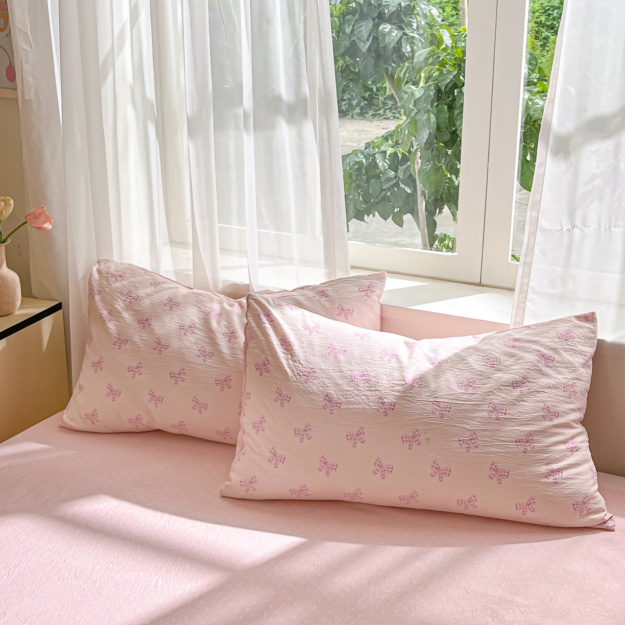 91家纺网 家纺一手货源 找家纺 格真 2025秋冬新款110克高克重提花加厚皱皱纱双层纱四件套双面印花 少女季