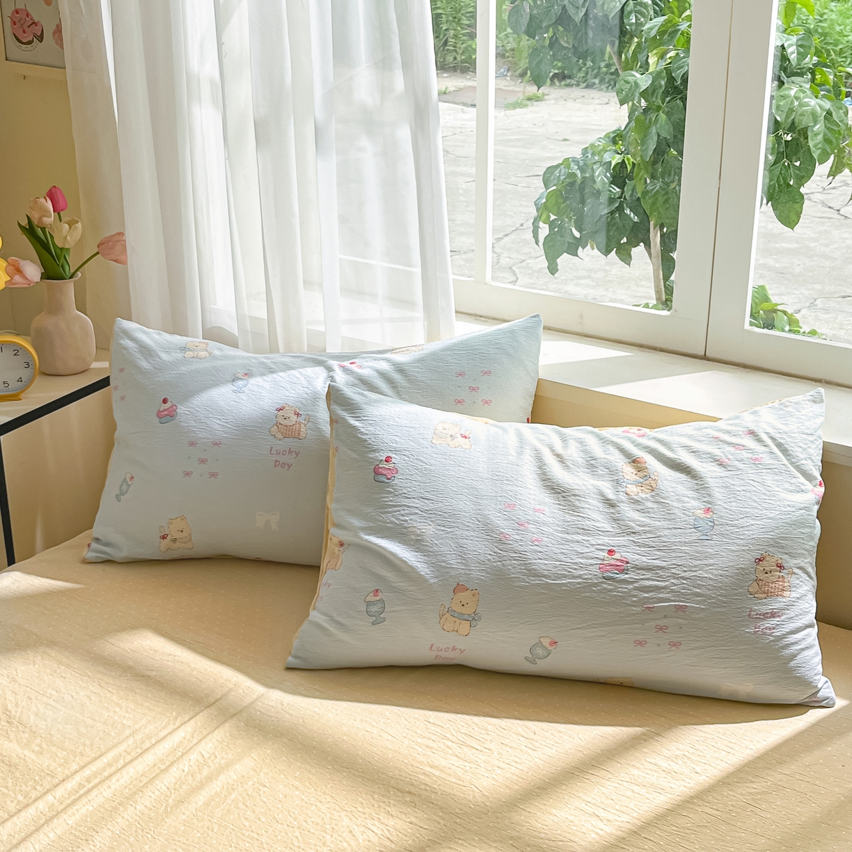 91家纺网 家纺一手货源 找家纺 格真 2025秋冬新款110克高克重提花加厚皱皱纱双层纱四件套双面印花 西高地