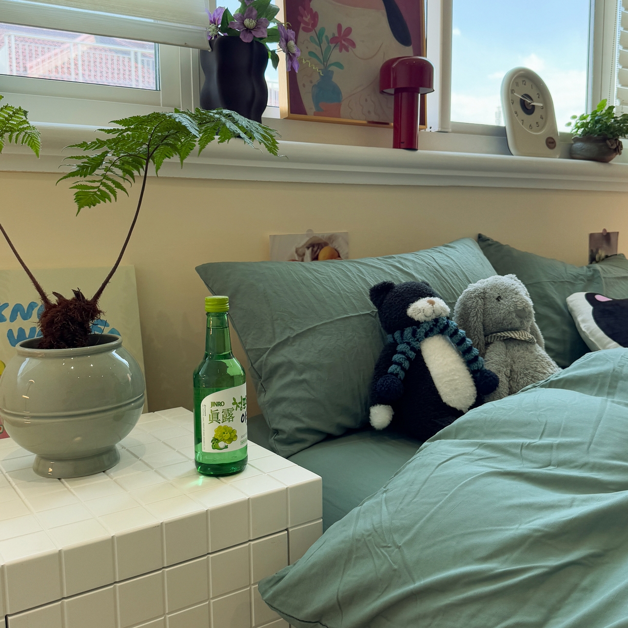 91家纺网 家纺一手货源 找家纺 水墨江南 2025新款亲肤磨毛水洗棉纯色四件套 暗夜绿