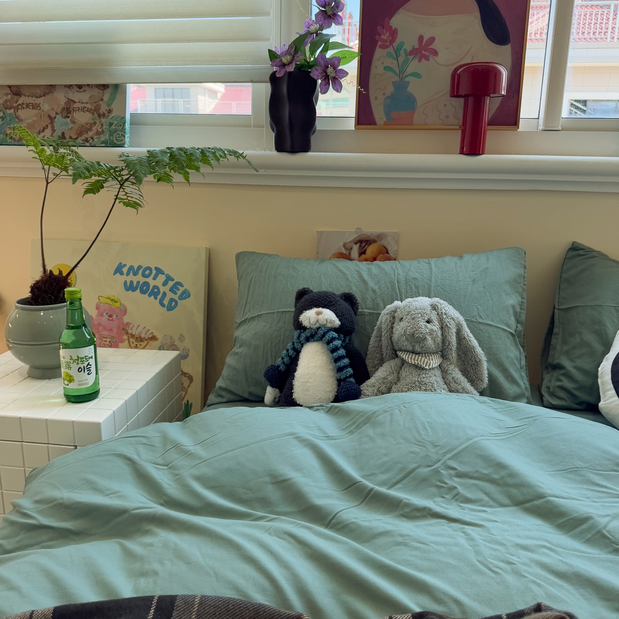 91家纺网 家纺一手货源 找家纺 水墨江南 2025新款亲肤磨毛水洗棉纯色四件套 暗夜绿