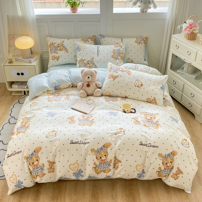 91家纺网 家纺一手货源 找家纺 红日子纺织品 2025新款12868全棉印花系列四件套 洛可可