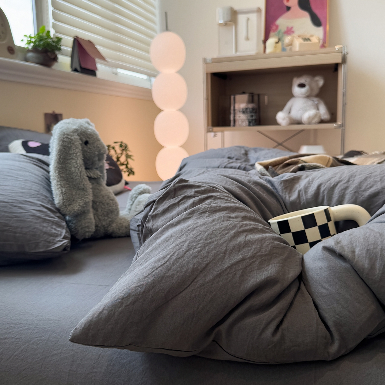 91家纺网 家纺一手货源 找家纺 水墨江南 2025新款亲肤磨毛水洗棉纯色四件套 墨灰