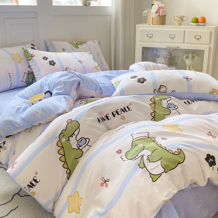 91家纺网 家纺一手货源 找家纺 红日子纺织品 2025新款12868全棉印花系列四件套 巴比龙