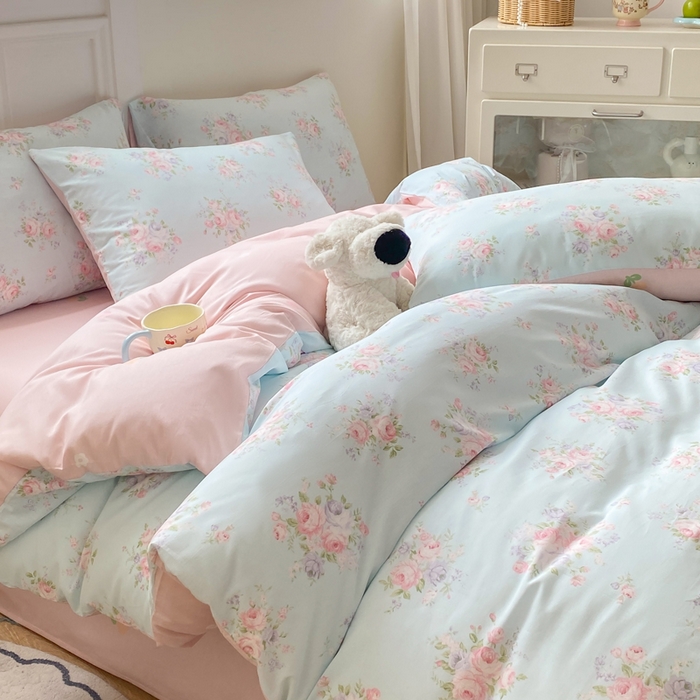 91家纺网 家纺一手货源 找家纺 红日子纺织品 2025新款12868全棉印花系列四件套 畅游花海