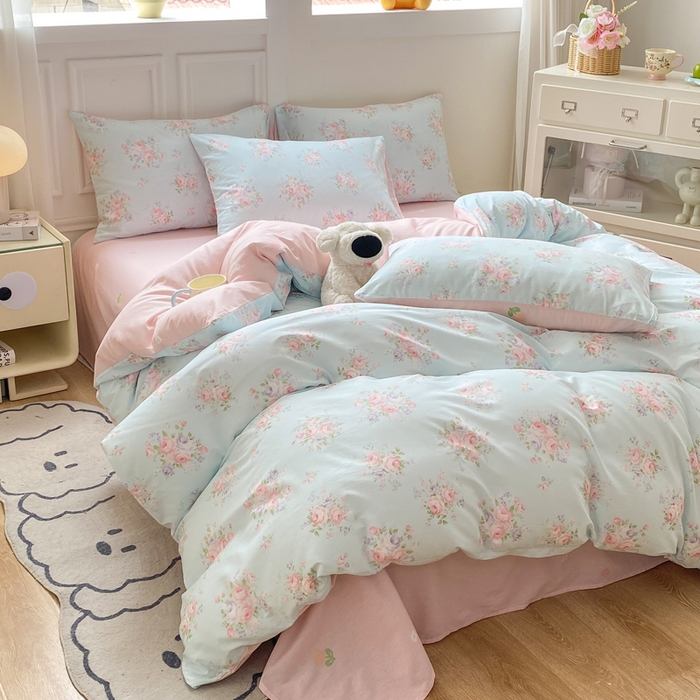 91家纺网 家纺一手货源 找家纺 红日子纺织品 2025新款12868全棉印花系列四件套 畅游花海