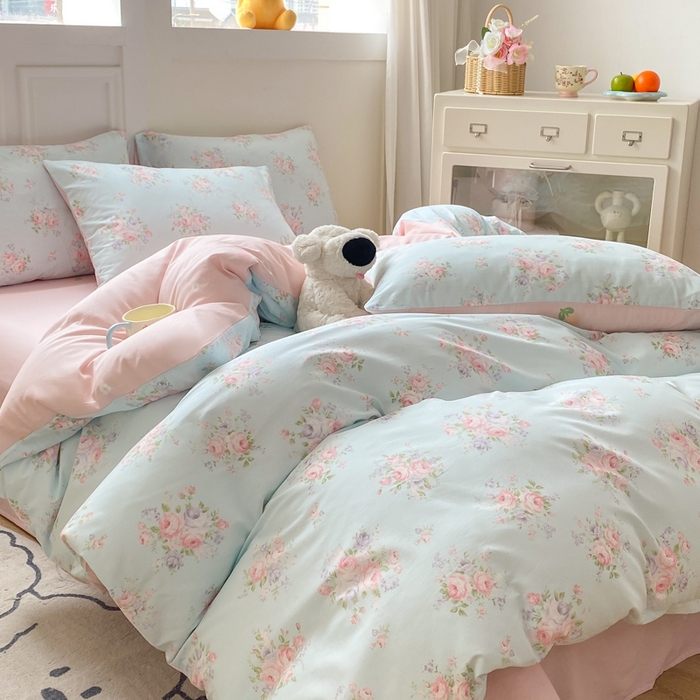 91家纺网 家纺一手货源 找家纺 红日子纺织品 2025新款12868全棉印花系列四件套 畅游花海