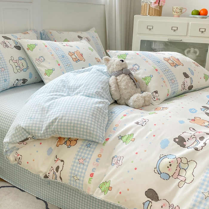 91家纺网 家纺一手货源 找家纺 红日子纺织品 2025新款12868全棉印花系列四件套 宠物陪伴